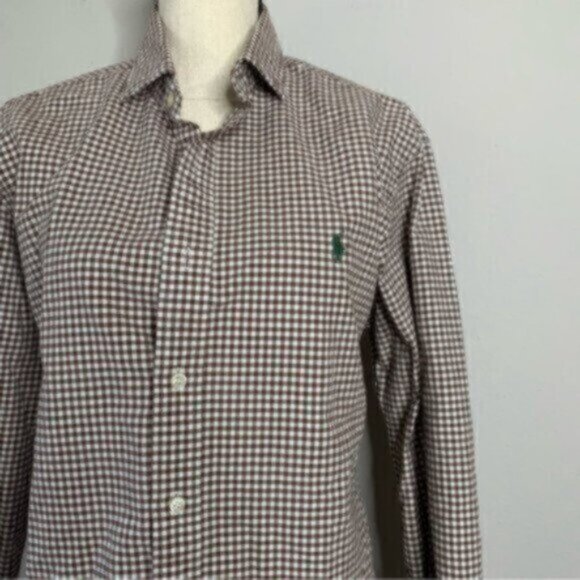 Ralph Lauren Brown & White Checkered Button-Down Shirt - Picture 5 of 15